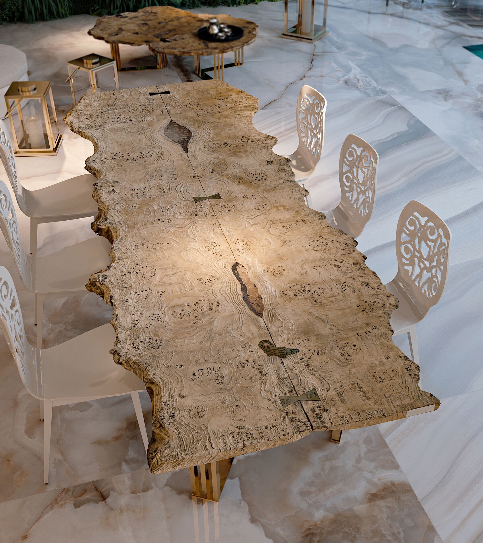 Прямоугольный обеденный стол из шиповника Bizzotto Italia Symphony-Infinity ARCH-00059954 - Вид №2