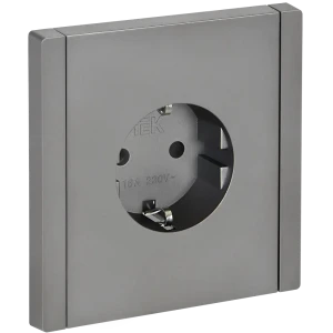 Розетка встраиваемая IEK Forte&Piano с заземлением со шторками цвет нержавеющая сталь