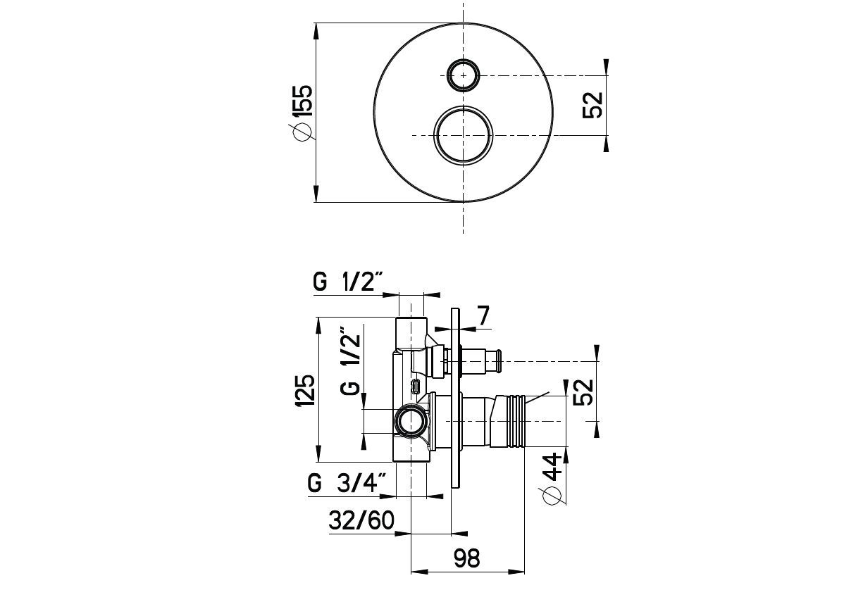 Однорычажный встраиваемый смеситель для душа с переключателем Gaia Mobili Complements ARCH-00092603 - Вид №2