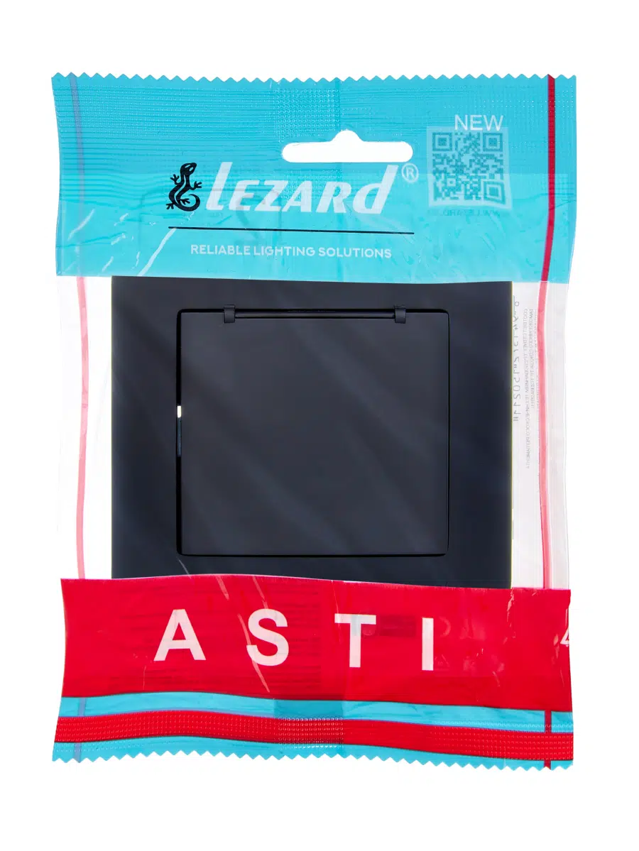ASTI Розетка с/з с крышкой ПБТ чёрный бархат LEZARD 7081-4242-123B - Вид №4