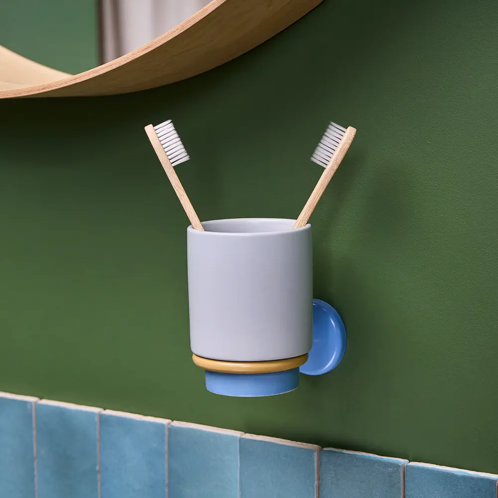 Стакан для зубных щеток Moroshka Antrim настенный керамика цвет бело-голубой STLM-2042068 - Вид №6