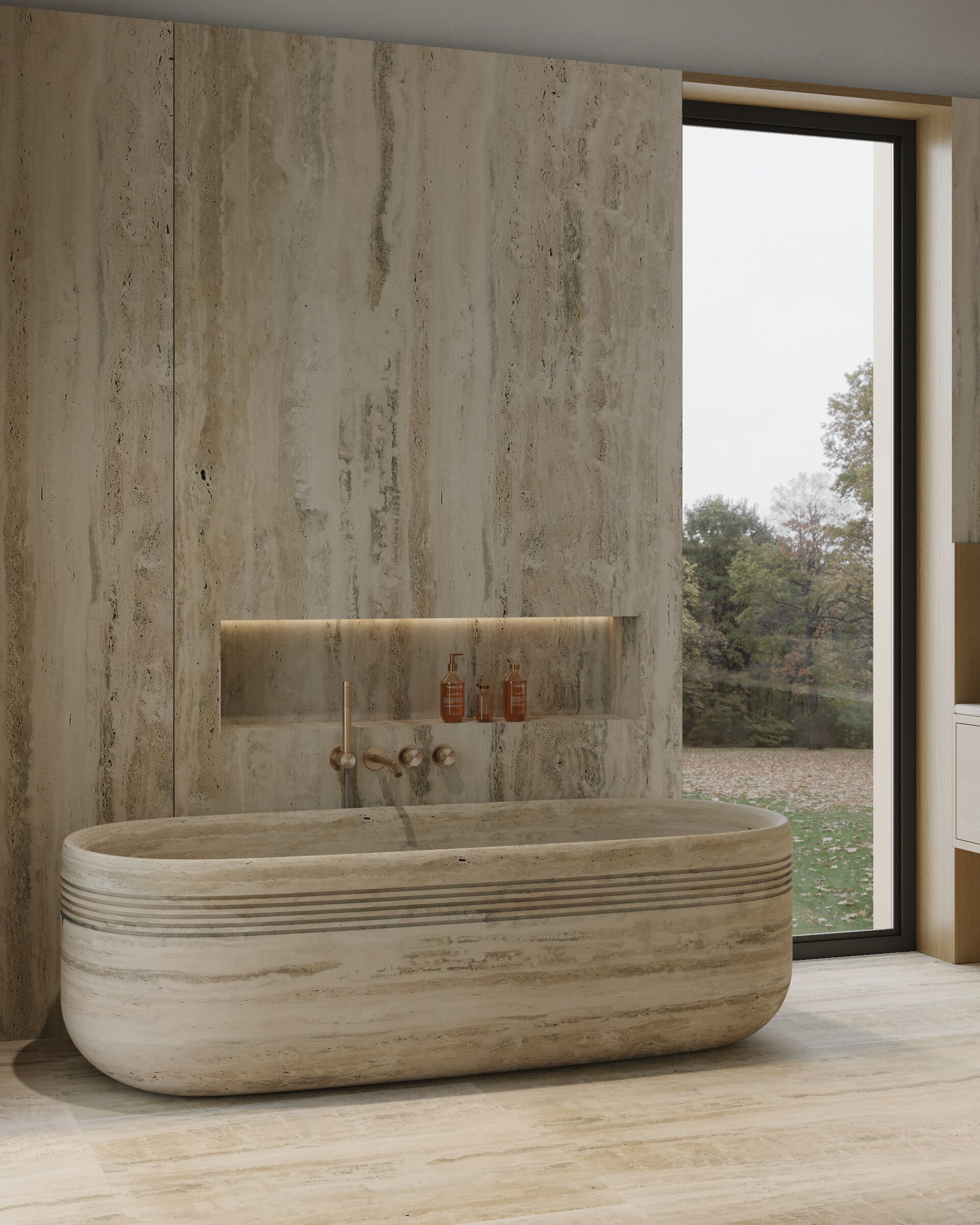 Ванна в центре комнаты из травертина Maami Home MARE ARCH-00127300 - Вид №1