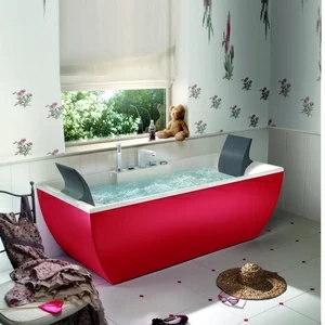 Ванна угловая с гидромассажем Kali Color Red 180 см