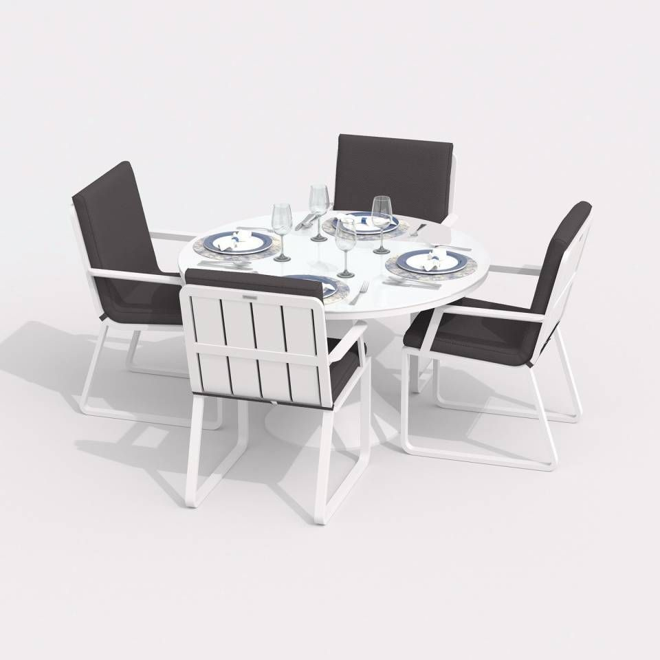 91041824 Садовая мебель для отдыха алюминий серый : стол, 4 кресла DIVA ALBA white STLM-0454817 IDEAL PATIO OUTDOOR STYLE
