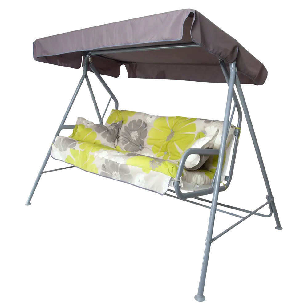 Качели садовые Бари 3-х местные (до 180 кг) серый/ желтый Santreyd STLM-2034891