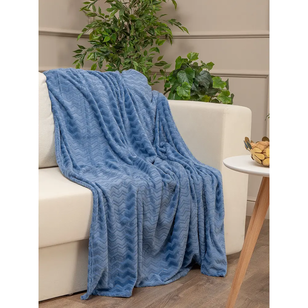 Плед Зигзаг 200x220 см фланель цвет голубой TEXREPUBLIC STLM-2087392 - Вид №5