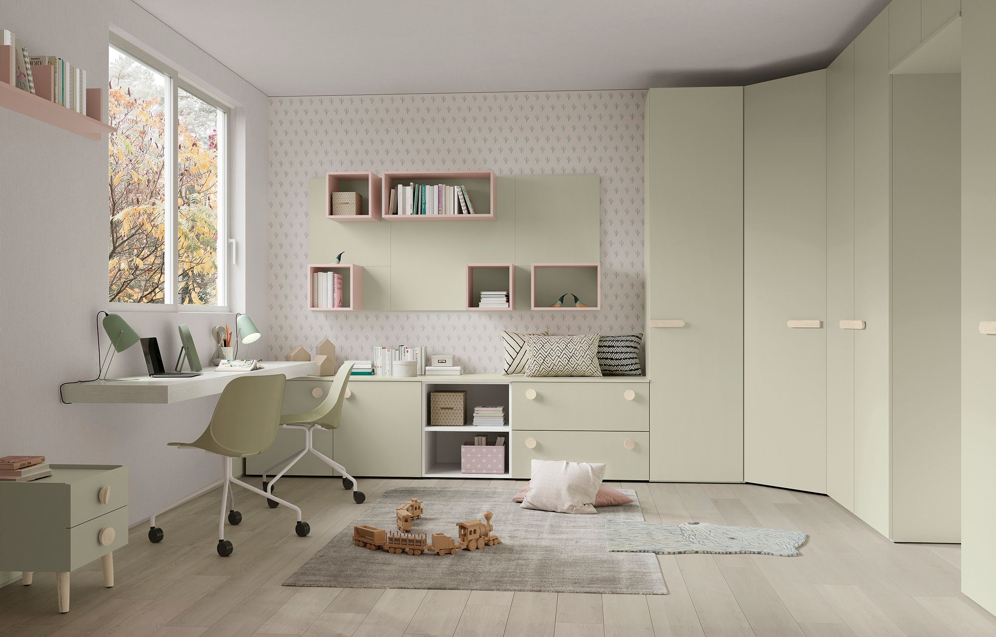 Деревянная спальня для мальчиков с двухъярусными кроватями Colombini Casa Golf 2021 ARCH-00152670 - Вид №2