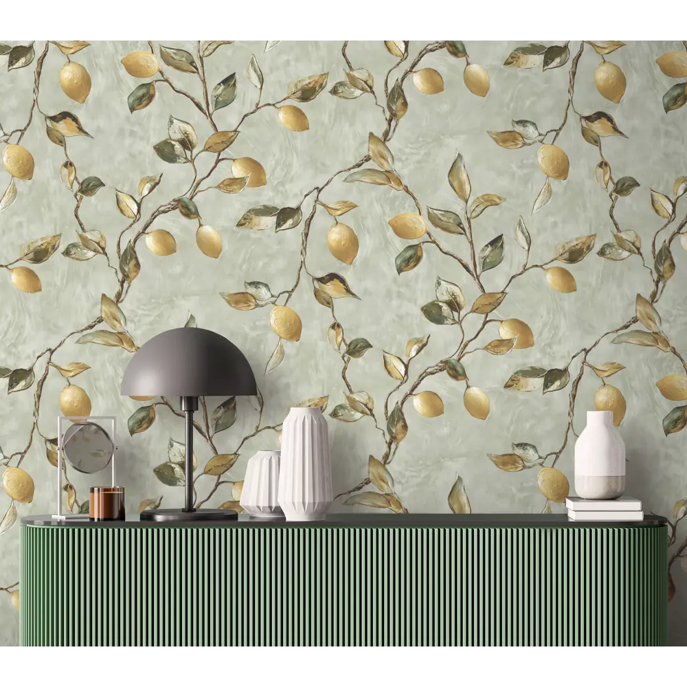 Обои флизелиновые Victoria Stenova Лимон зеленые 1.06 м VS587363 STLM-2153062