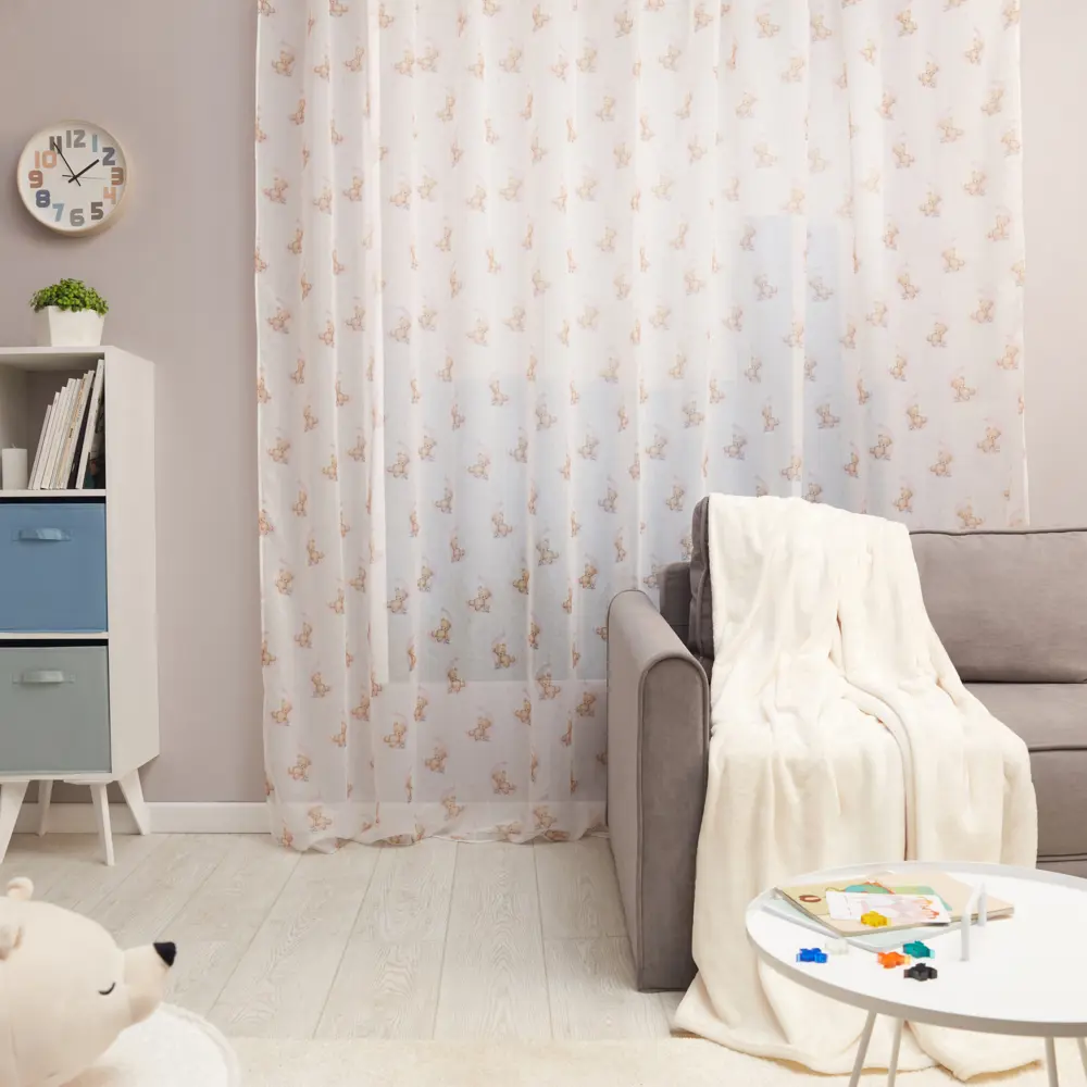 Тюль на ленте Сонный мишка 300x280 см цвет розовый 85375913 STLM-2128207 MIAMOZA 