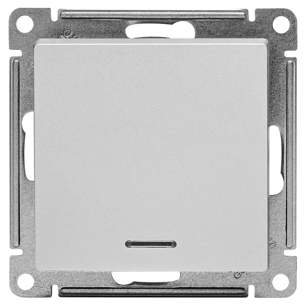 Выключатель встраиваемый Systeme Electric AtlasDesign 1 клавиша с подсветкой цвет алюминий STLM-2204951