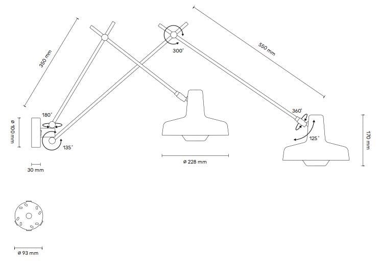 Двойной и регулируемый настенный светильник Grupa Arigato ARCH-00054465 - Вид №3