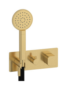 Прогрессивный настенный смеситель для душа на 3 потребителя со встроенным душевым гарнитуром. WE ARE IB eo314os_1 Brushed Gold Elio