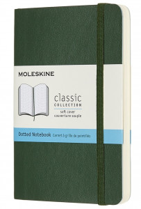 516270 Блокнот "Classic" Soft" Pocket, 96 листов, пунктир, 9 х 14 см, зеленый Moleskine