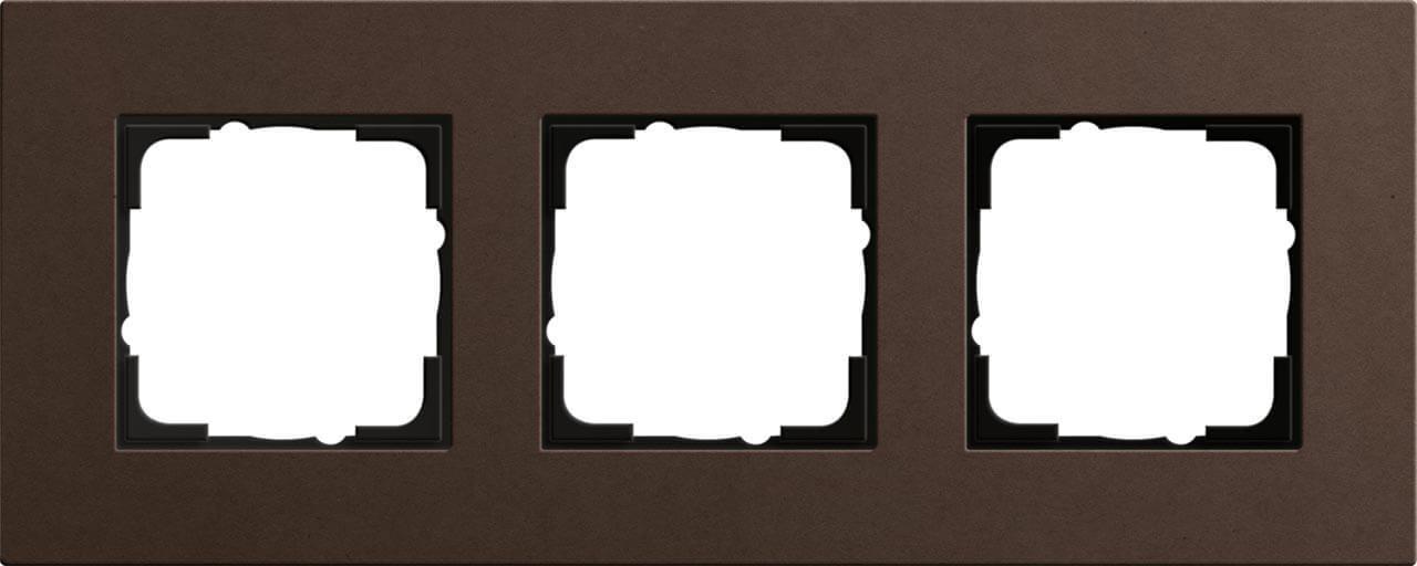 0213223 Рамка 3-постовая Lenoleum-Multiplex коричневый Gira Esprit