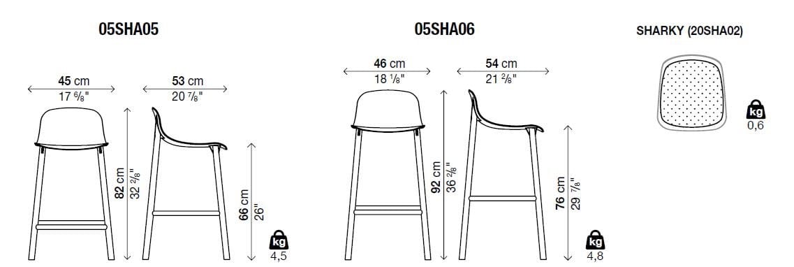 Полиуретановый барный стул со спинкой Kristalia Sharky ARCH-00125105 - Вид №18