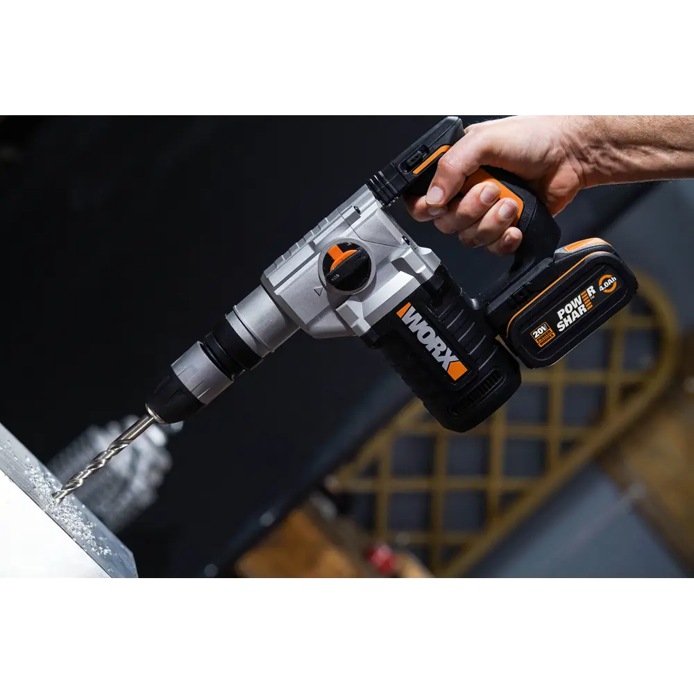 Перфоратор аккумуляторный SDS-plus Worx WX392, 20 В Li-ion 2x4 Ач, 2.2 Дж STLM-2159529 - Вид №9