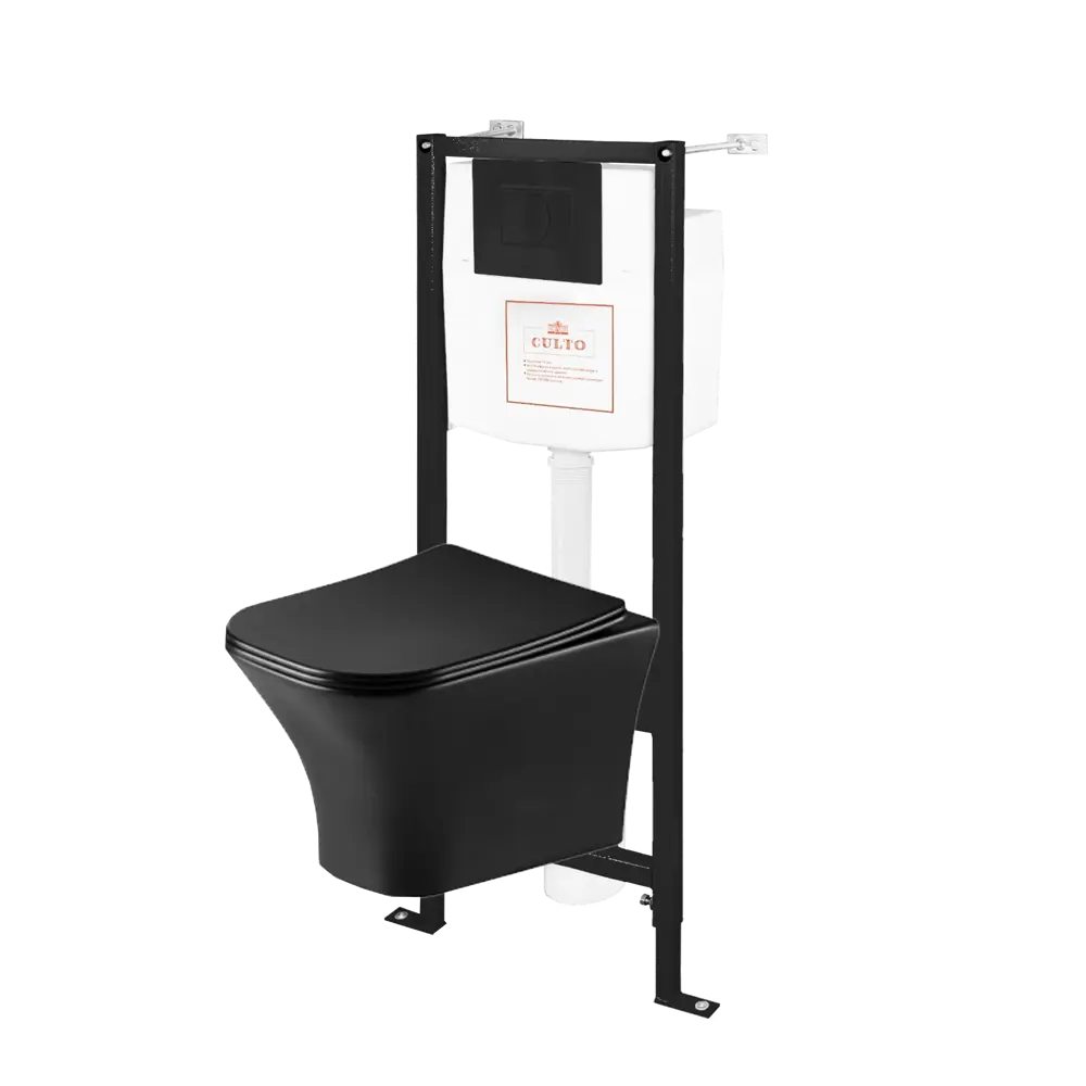 Комплект инсталляция с унитазом Culto Jakob с кнопкой цвет черный матовый STLM-2165950