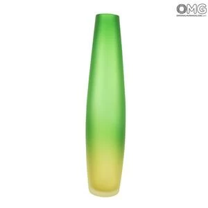 2923 ORIGINALMURANOGLASS Дутая ваза Бамбук- жёлто-зелёная- Original Murano Glass OMG 13 см