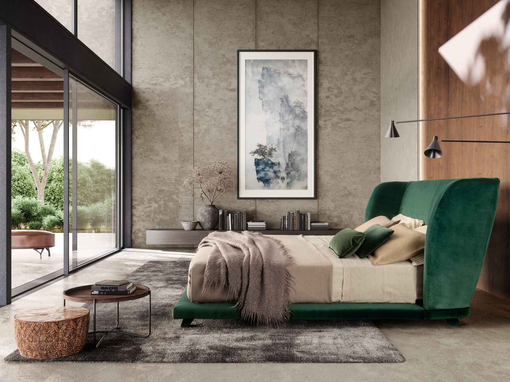 Двуспальная кровать из ткани с мягким изголовьем VALENTINI Criss Cross ARCH-00043872 - Вид №3