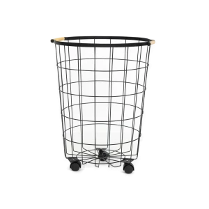 Корзина для белья Primanova Петербург 50 л круглая цвет черный