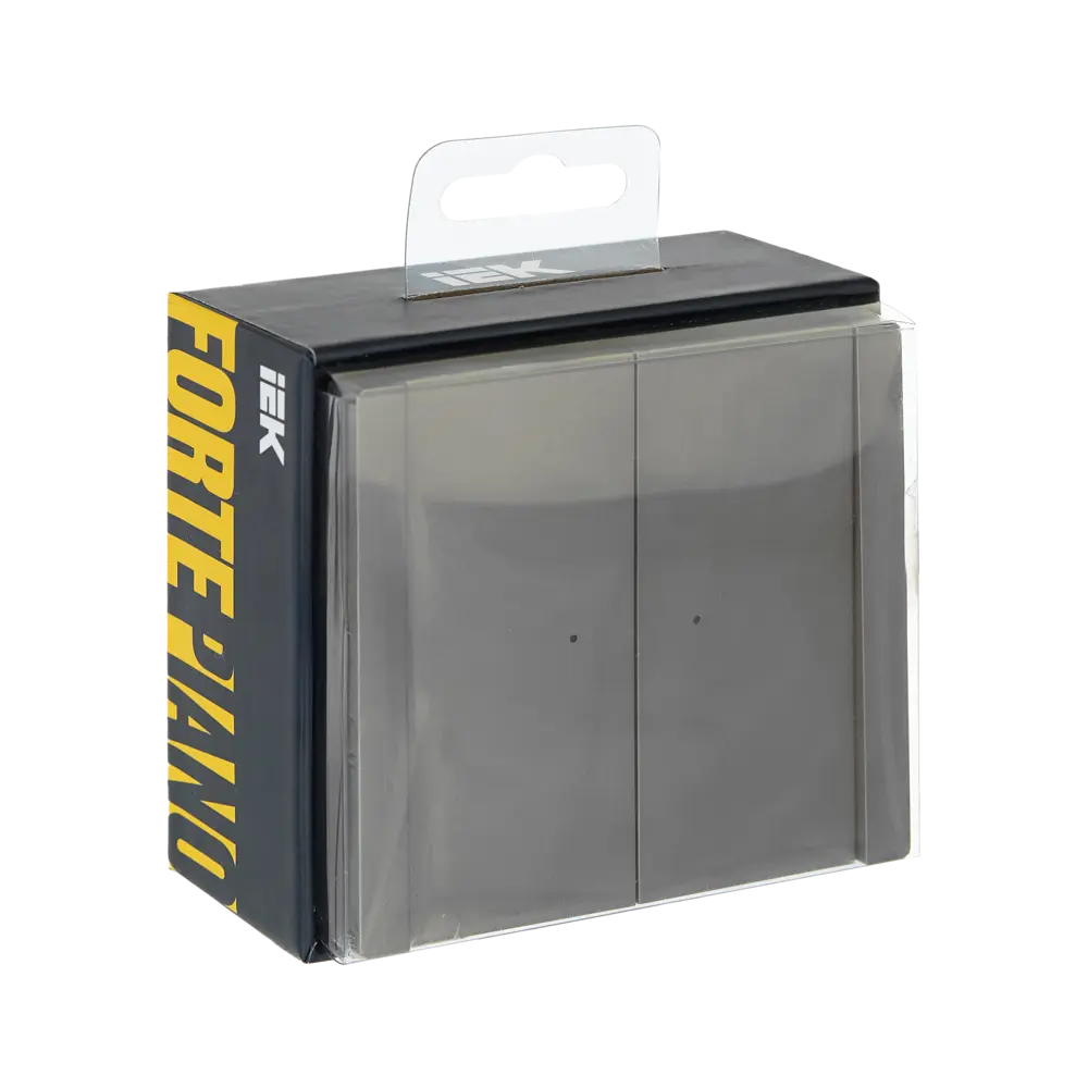 Выключатель встраиваемый IEK Forte&Piano 2 клавиши с подсветкой цвет сталь STLM-2072703 - Вид №1