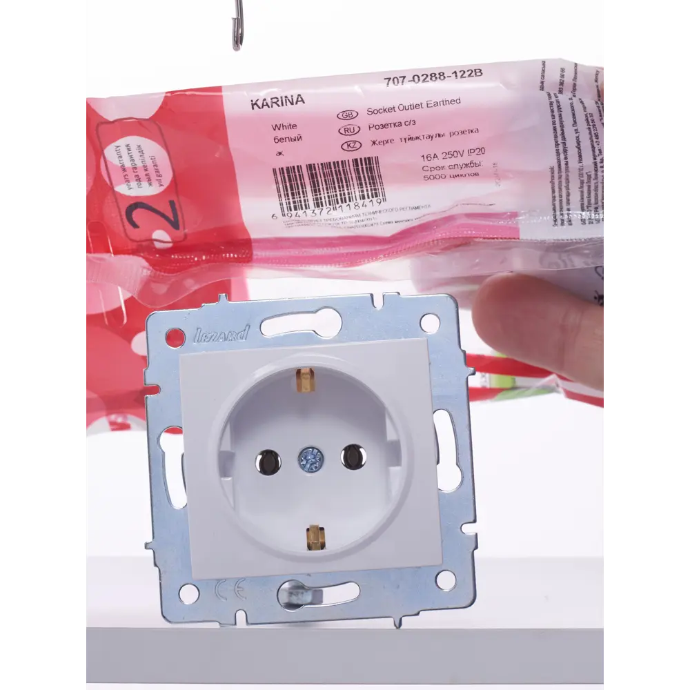 Розетка Lezard Karina с заземлением цвет белый STLM-2125597 - Вид №7