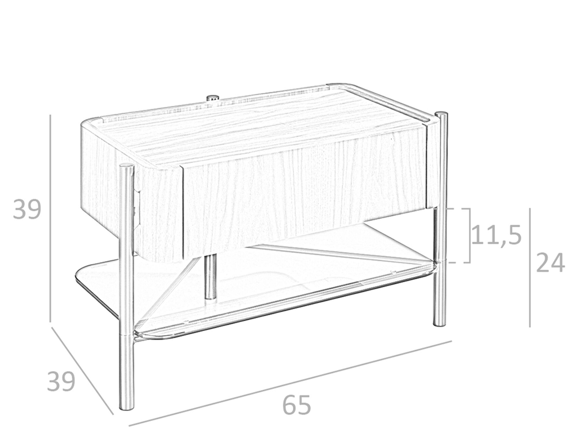 Прямоугольная прикроватная тумбочка из орехового дерева с ящиками Angel Cerda Nature Life ARCH-00151518 - Вид №6