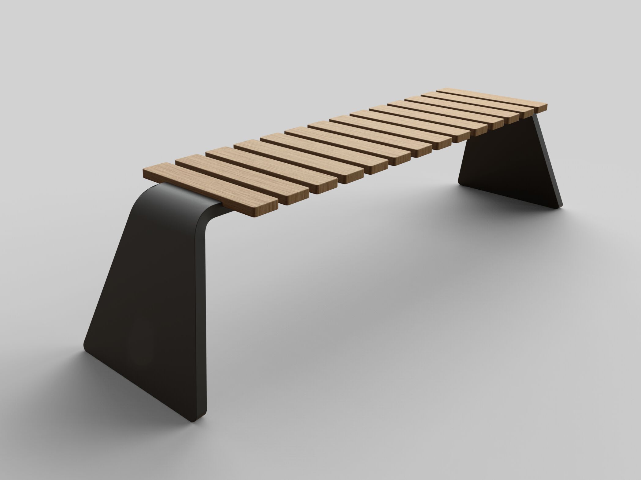 Стальная и деревянная скамья без спинки Viscio Urban Design Stripe ARCH-00026966 - Вид №1