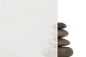FSRT324 Стекло Vivigraphix graphica, показанное на изображении, с вертикальной прослойкой узора 116 в белом цвете и стандартной отделкой Forms-surfaces