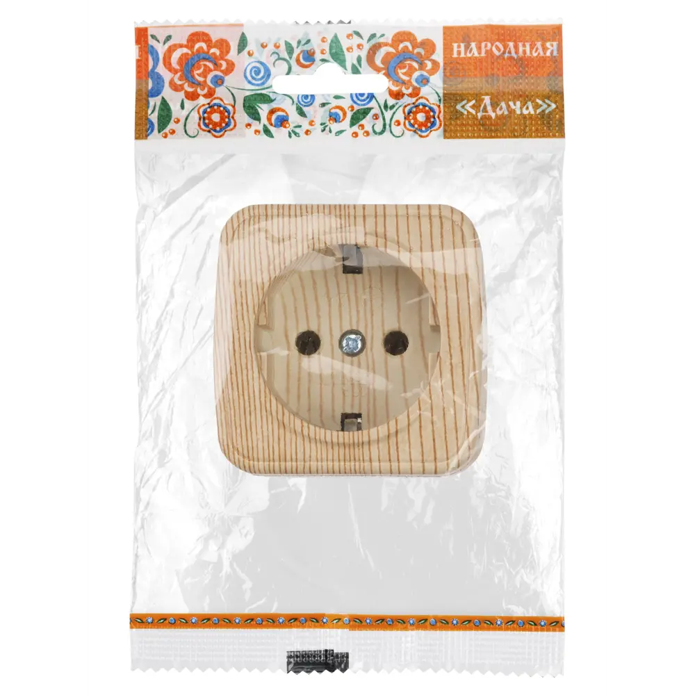 Розетка накладная TDM Electric Дача в цвете сосна с заземлением 89376326 Серия отсутствует STLM-1118040 - Вид №5