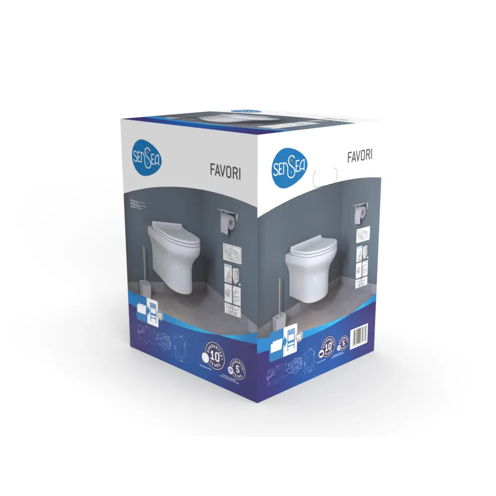 Унитаз подвесной Sensea Favori HDC770WH душевой смыв с сиденьем микролифт STLM-2120894 - Вид №11