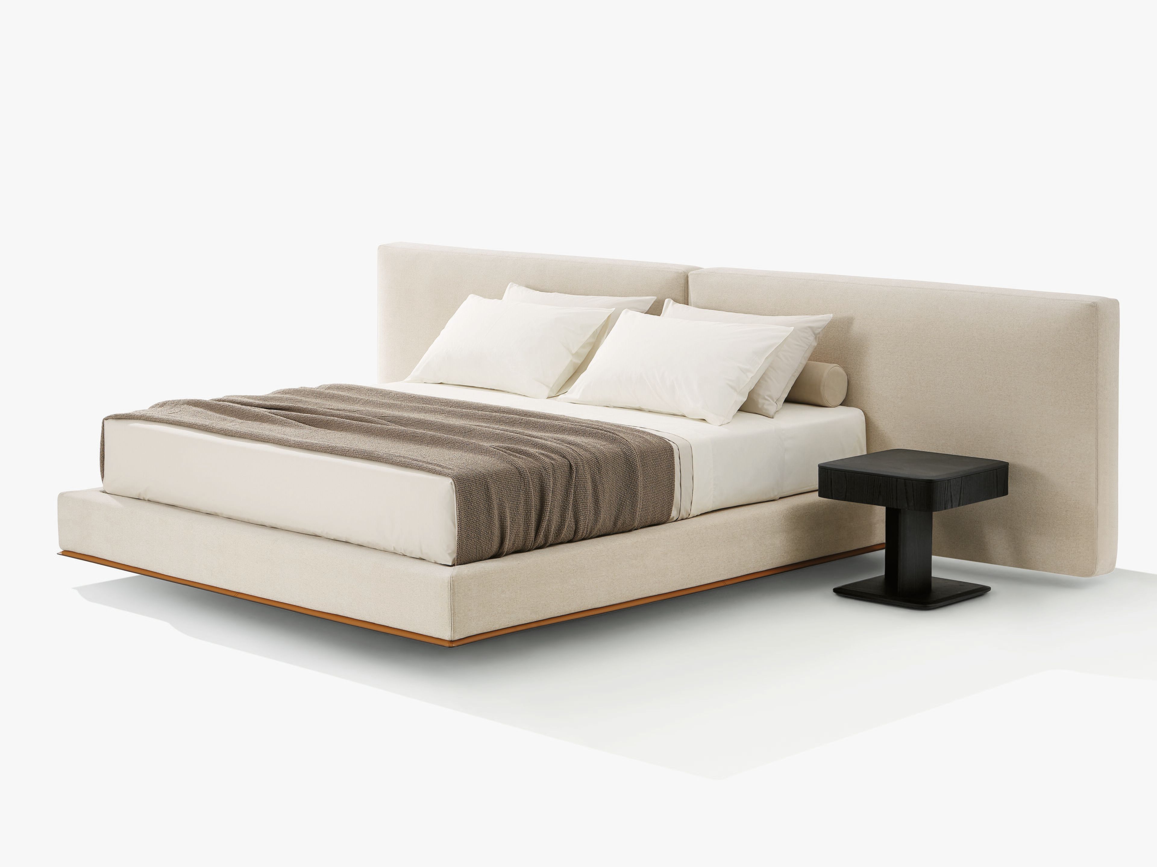 Кожаная двуспальная кровать с мягким изголовьем Poliform Brera ARCH-00053055