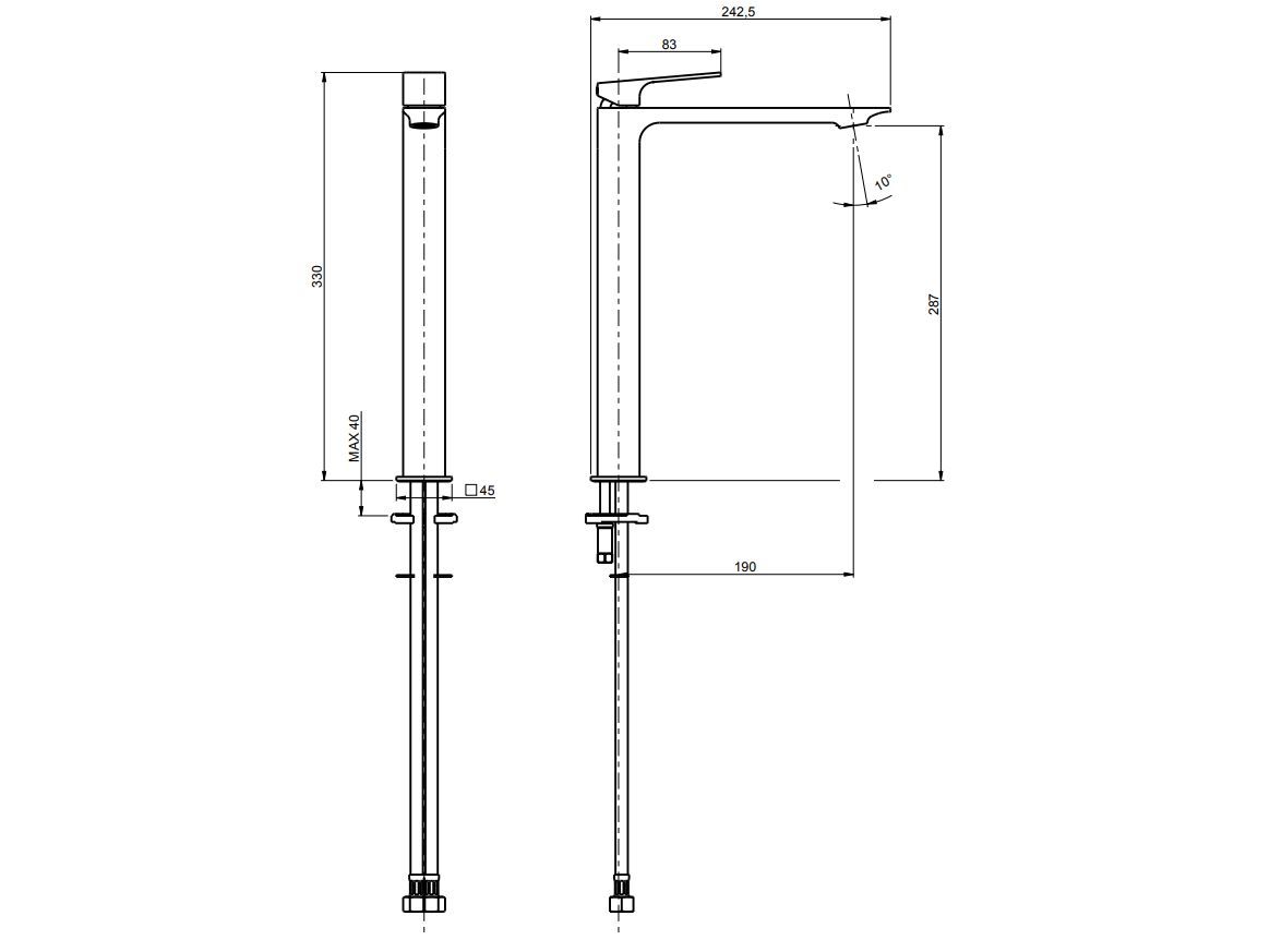 Высокий однорычажный смеситель для раковины Rubinetterie Frattini Нарцисс ARCH-00003069 - Вид №7