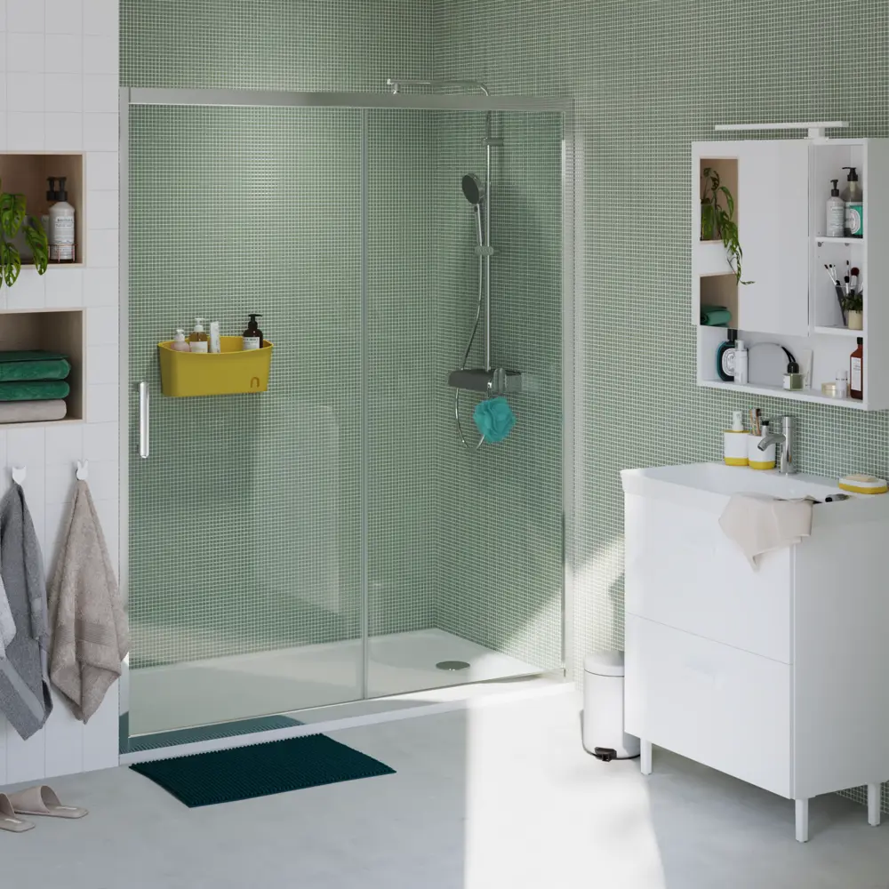 Комплект стекол для раздвижной душевой двери Sensea Easy 150 см прозрачное стекло цвет профиля на выбор 83631072 STLM-2032094 - Вид №30