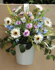 3839 111 a3 Букет цветов из шелка в подвесном горшке, 45 см, темно-синий H-andreas