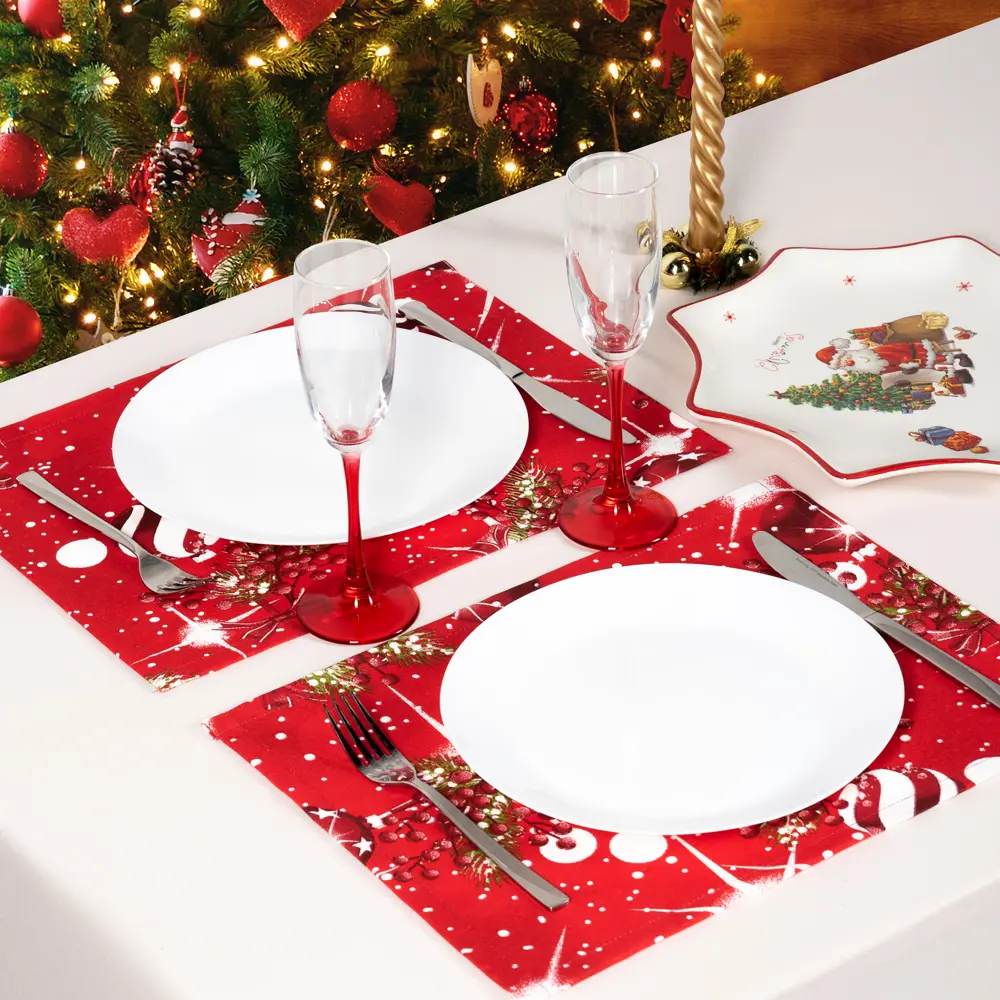 Салфетка сервировочная "Джингл белл" 40x30 см цвет красная Altali STLM-2102423 - Вид №1