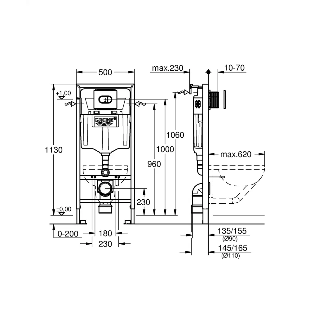 Инсталляция для подвесного унитаза Rapid SL 3 в 1 Grohe STLM-2108065 - Вид №1
