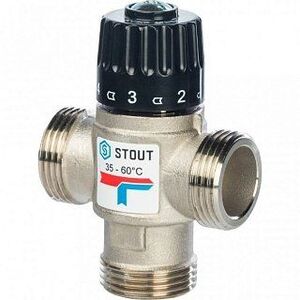 Термостатический смесительный клапан 1" STOUT НР 35-65°С 1.6 KVs