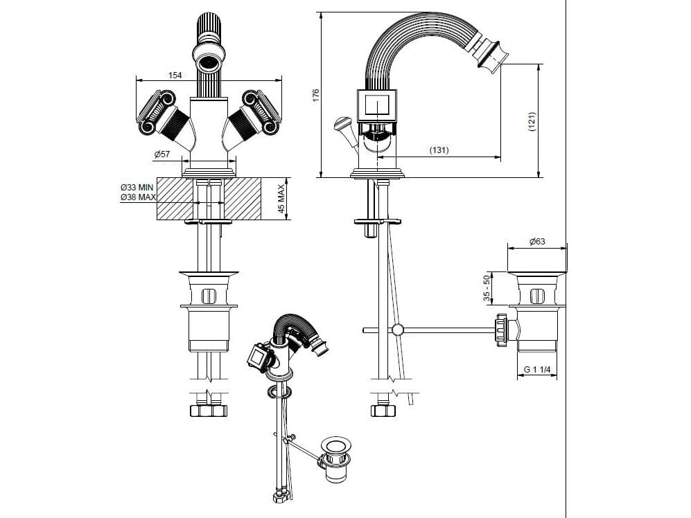 Смеситель для биде из хромированной латуни Bugnatese Olympia ARCH-00037066 - Вид №2