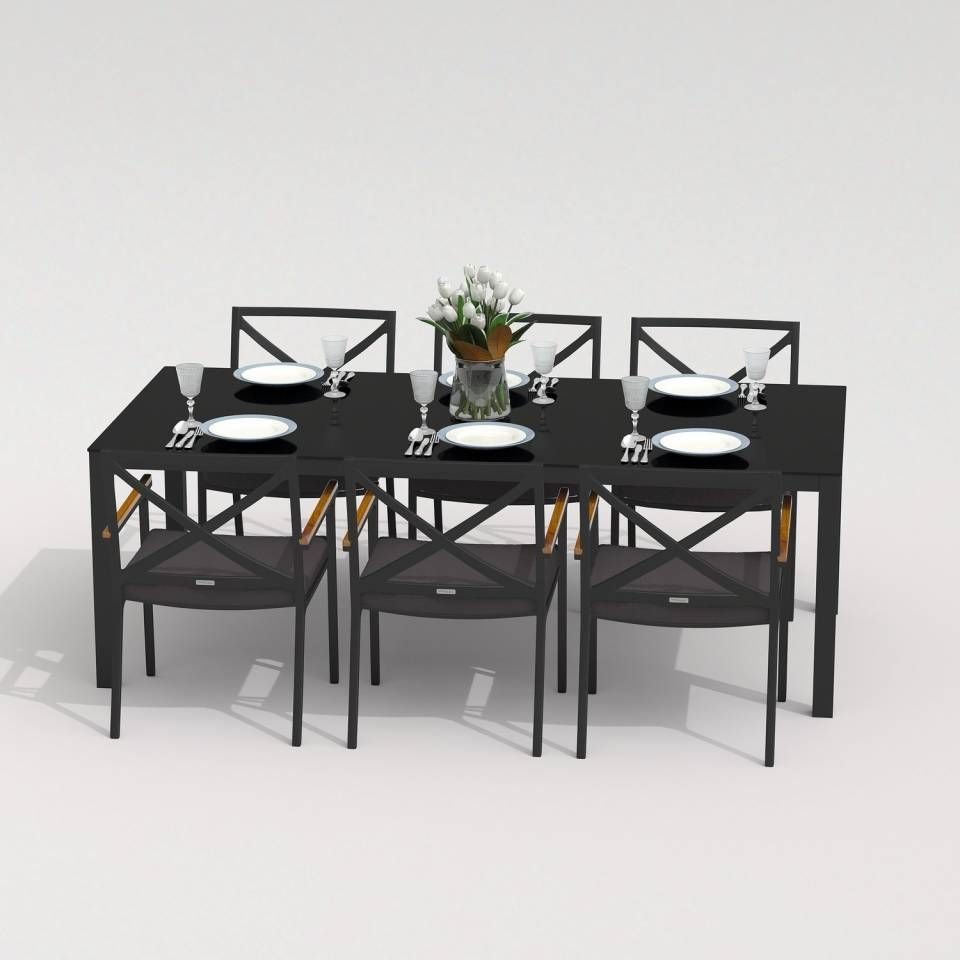 91038185 Садовая мебель для отдыха алюминий темно-серый : стол, 6 стульев CANA FESTA 200 dark STLM-0452413 IDEAL PATIO OUTDOOR STYLE