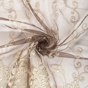 Тюль с вышивкой Эксклюзив сетка 300 см цвет шоколадный