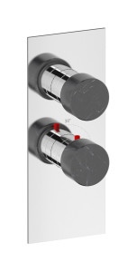 EUA111ONNMR_2 Комплект наружных частей термостата на 1 потребителей - вертикальная прямоугольная панель с ручками Marmo IB Aqua - 1 потребитель