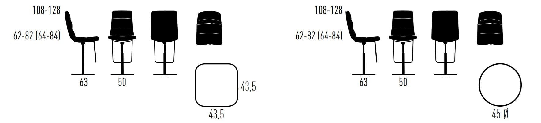 Регулируемая высота барный стул с подлокотниками KFF Arva Light ARCH-00062059 - Вид №1