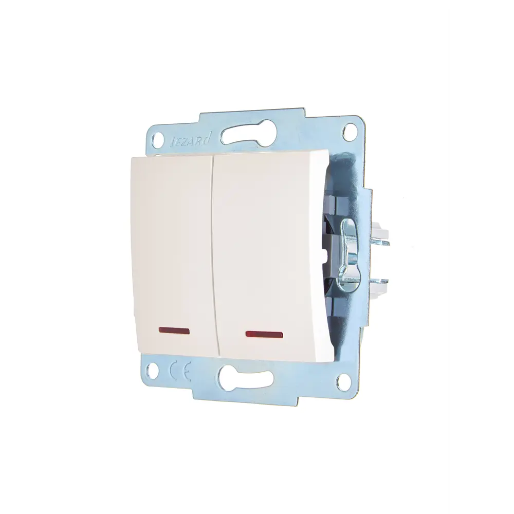 Выключатель встраиваемый Lezard Asti 2 клавиши с подсветкой цвет кремовый STLM-2124726 - Вид №1