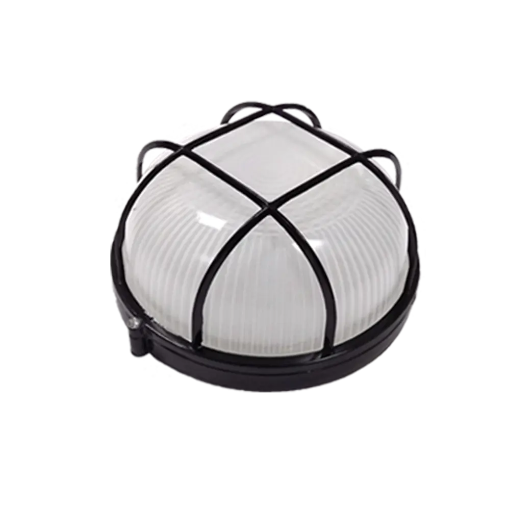 Светильник ЖКХ с решеткой Round WP 60 11 02 100 Вт IP54, накладной, круг, цвет черный 82739913 STLM-2022109 Santreyd 