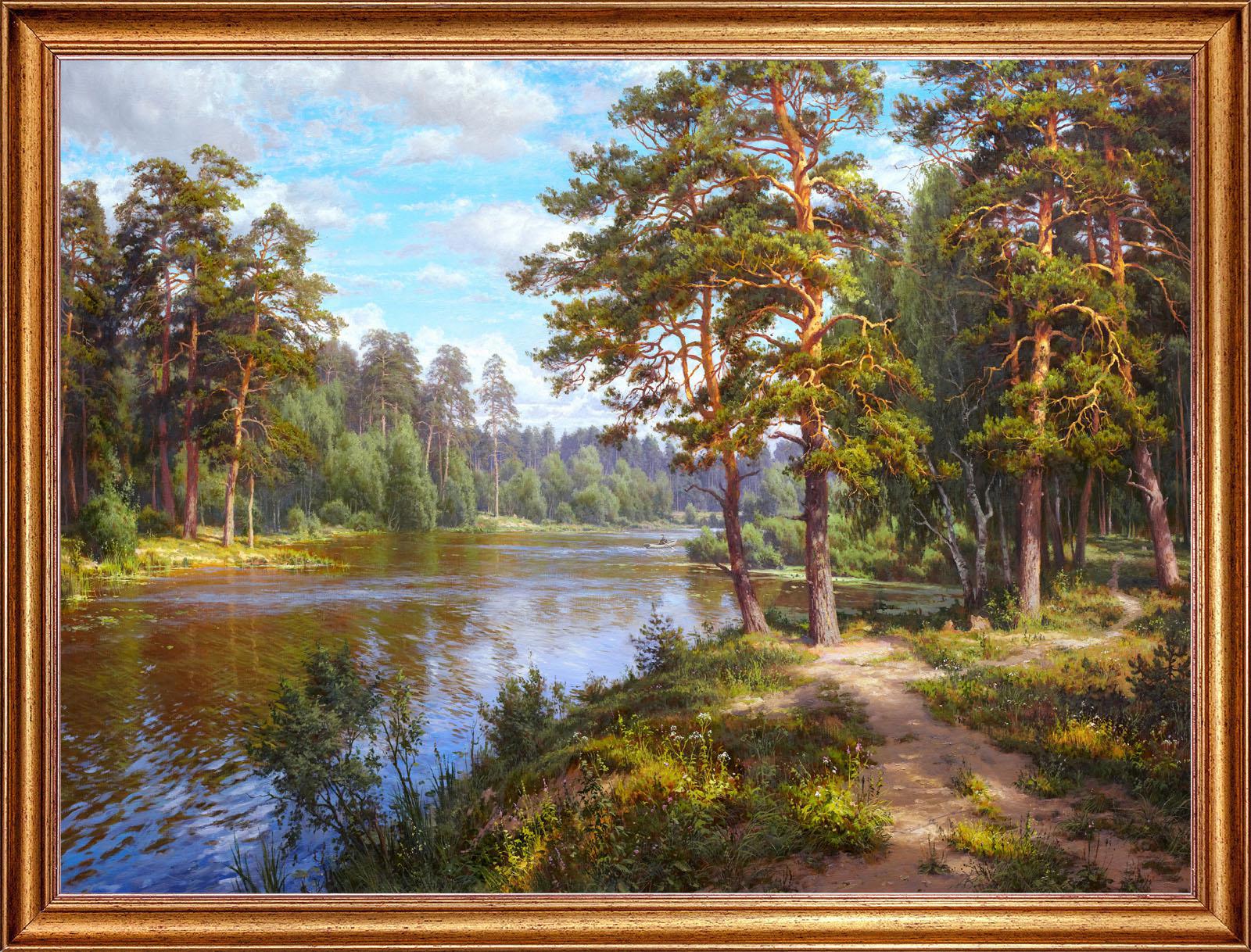 90023584 Картина на холсте Озеро в лесу БС-х22, 68х88 см STLM-0088377 РУССКАЯ КОЛЛЕКЦИЯ