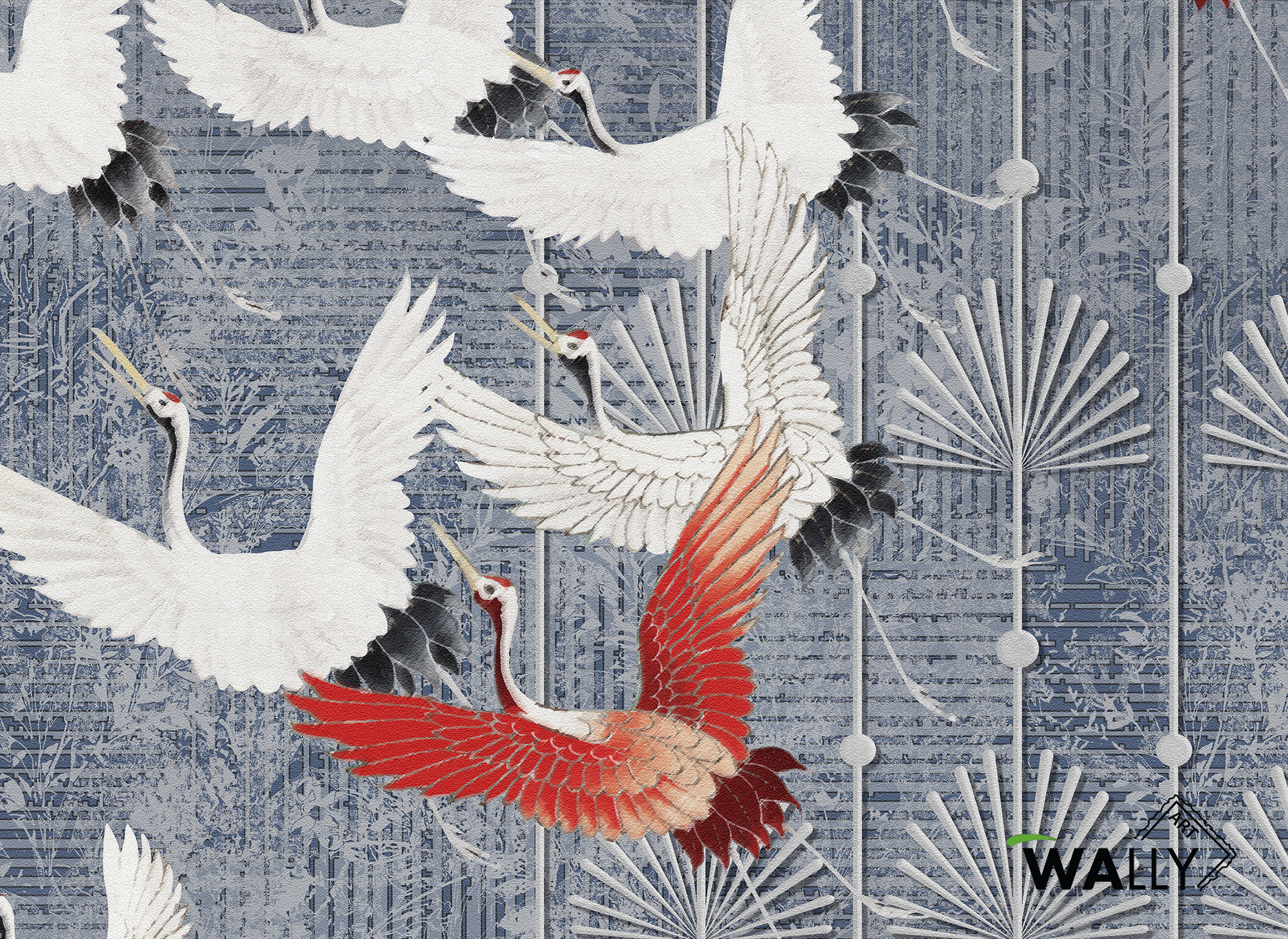 Тропические нетканые моющиеся огнезащитные обои WALLYART Lacollection ARCH-00017566