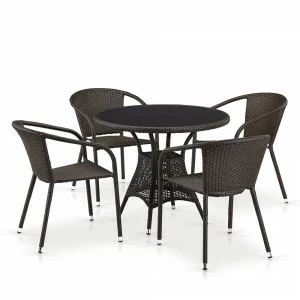 Мебель садовая коричневая, стулья и столик на 4 персоны Nona AFINA  241041 Коричневый
