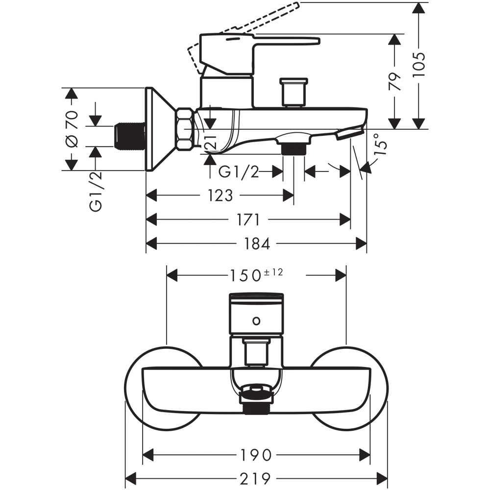 Смеситель для ванны и душа Hansgrohe Vernis однорычажный цвет хром STLM-2027800 - Вид №8