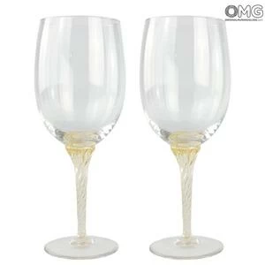 4161 ORIGINALMURANOGLASS Pinot Noir - набор из 2 бокалов из хрустального стекла с золотом - муранское стекло OMG 6 см
